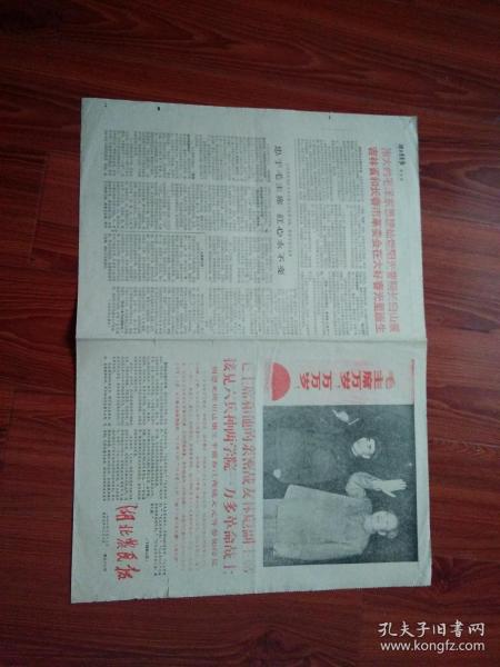 湖北农民报：1968年3月13日（1--4版全）周边破裂，微缺肉，见图