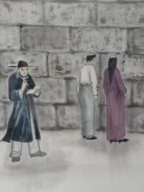保真书画，温州著名画家林永杰《祈望》国画一幅，原装裱镜心，尺寸68×44cm
