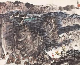 1663  陈子庄 山水清音 松鹰独立 纸本印刷图片  画页  画芯尺寸24X14厘米