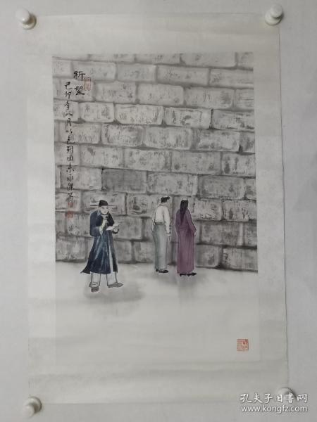 保真书画，温州著名画家林永杰《祈望》国画一幅，原装裱镜心，尺寸68×44cm