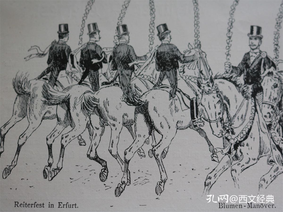 【百元包邮】1895年木刻版画《reiterfest in erfurt》(爱尔福特骑马节） 尺寸见图（货号603038）
