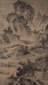 明 李在 山庄高逸图 40x69.4cm 绢本 1:1高清国画复制品