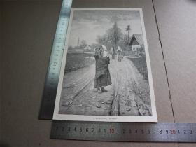 【百元包邮】1895年木刻版画《da schau》(看这里） 尺寸见图（货号603062）