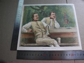 【百元包邮】1895年木刻版画《lustiges paar》(有趣的一对） 尺寸见图（货号603063）