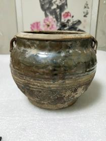 老瓷器瓷罐，明代四系黑釉罐子，民间收藏