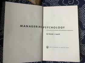 MANAGERIAL PSYCHOLOGY 管理心理学(英文原版书，精装。Harold J.Leavitt 著）