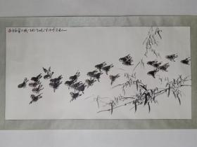 保真书画。河南大学艺术学院教授，硕士研究生导师，刘泮峒花鸟画一幅，纸本镜心，尺寸68×136cm