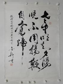 保真书画，国务院特殊津贴获得者，北京书法家田雨新书法一幅，纸本托片，尺寸100×69cm。