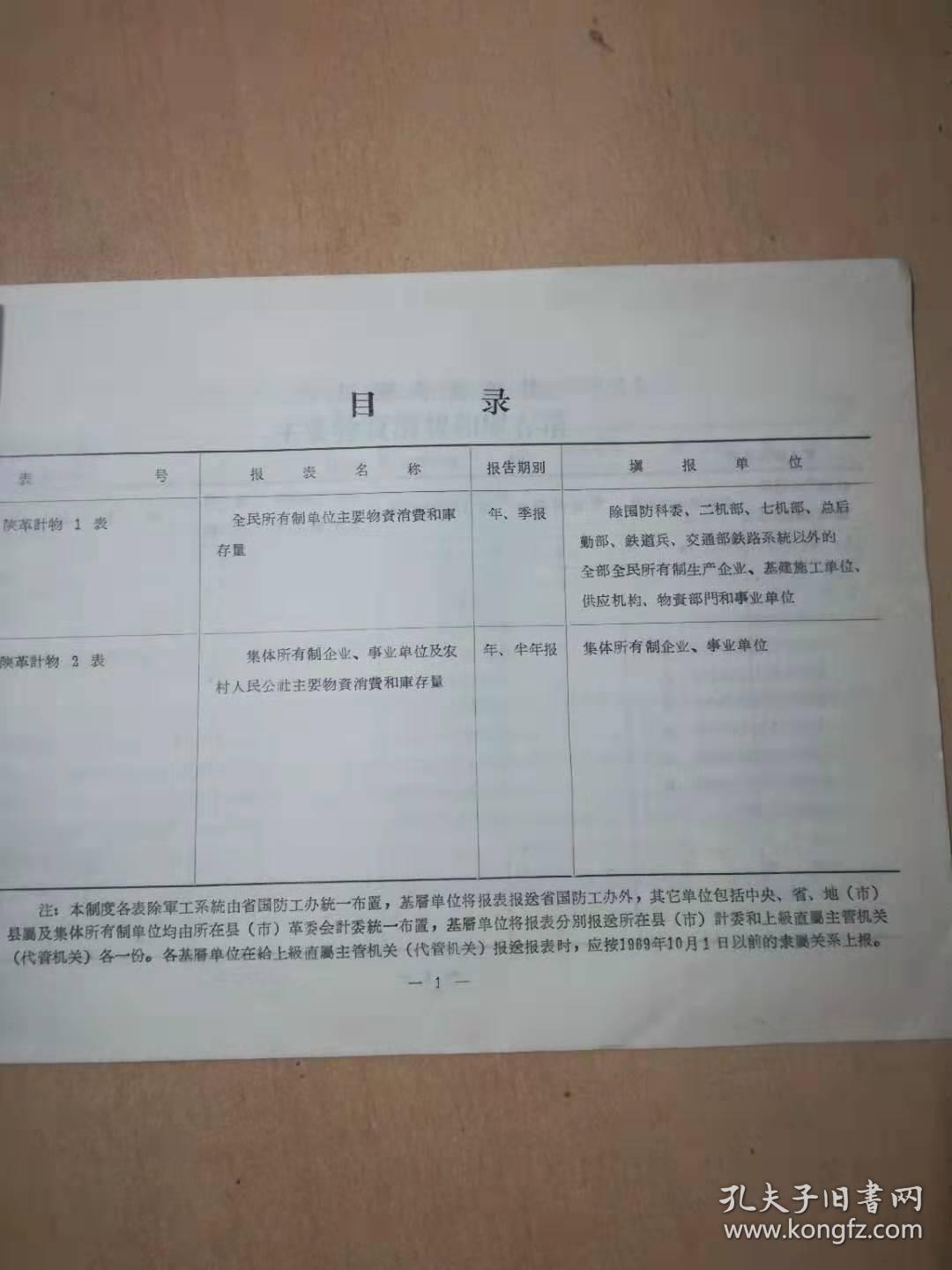 物资统计基层报表制度