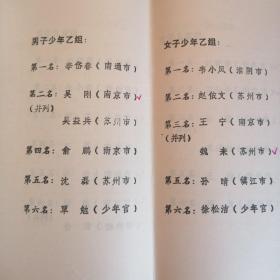 1991年大亨杯江苏省少年儿童围棋比赛成绩册。
