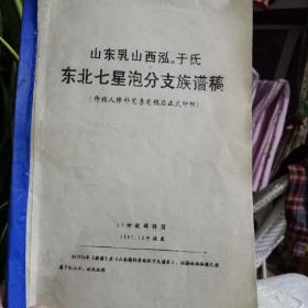 山东乳山西泓*于氏
东北七星泡分支族谱稿