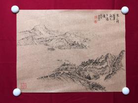 书画10063，四川画家【袁建军】钢笔画，传统山水画