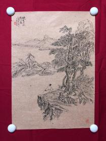 书画10075，四川画家【袁建军】钢笔画，传统山水画