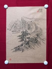 书画10076，四川画家【袁建军】钢笔画，传统山水画