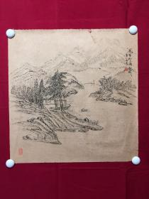 书画10081，四川画家【袁建军】钢笔画，传统山水画