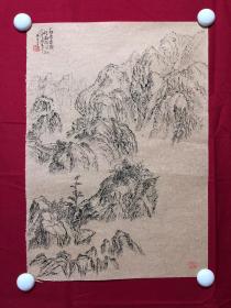 书画10070，四川画家【袁建军】钢笔画，传统山水画