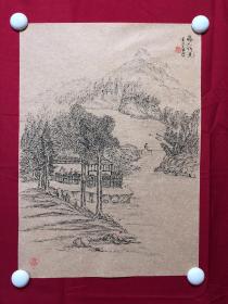 书画10073，四川画家【袁建军】钢笔画，传统山水画