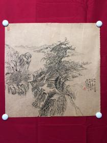 书画10078，四川画家【袁建军】钢笔画，传统山水画