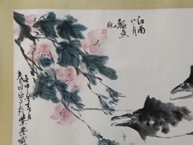 保真书画，北京画家刘春田绘画佳作《江南八月鳜鱼肥》一幅，原装裱镜心，尺寸41.5×66.5cm