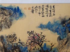 保真书画，吴维《重彩山水画》一幅，原装裱镜心，尺寸65×133cm。北京人文大学中国书画艺术学院副院长，中国画工作室导师，教授。