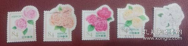 日本信销邮票2020年G246花的问候红玫瑰白玫瑰信销5枚全