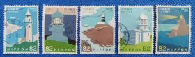 日本信销邮票2018年C2374建筑灯塔150周年5全信销 海洋