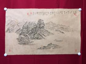 书画10091，四川画家【袁建军】钢笔画，传统山水画