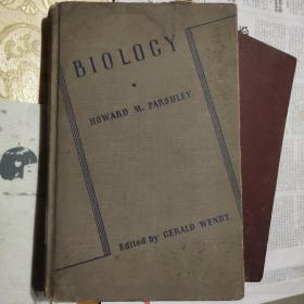 BIOLOGY (by Howard M. Parshley) [生物学.1940年 英文原版 插图丰富 高级道林纸印制 美国印制]  封二有精美的铜版画藏书章   有几枚"国立浙江大学" 钢印