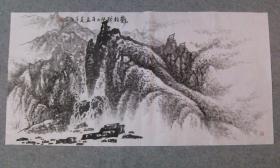 杨老 国画山水龙抬头 四尺整纸 画心 原稿手绘真迹