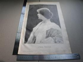 【百元包邮】1895年木刻版画《年轻女子肖像》（Studienkopf） 尺寸约41*28厘米（货号603088）