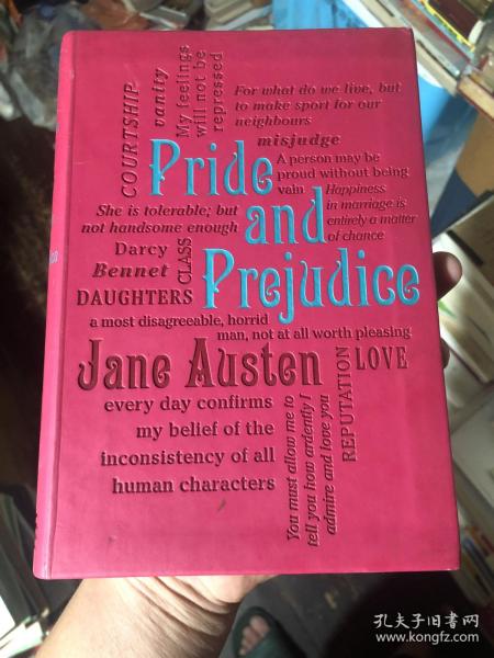 外语原版《傲慢与偏见》（pride and prejudice）皮面精装 简奥斯汀名著Jane Austen字云经典系列word classics中外合作出版的名著莲花纹embossing