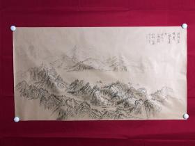 书画10108，四川画家【袁建军】钢笔画，传统山水画