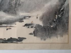 保真书画，中国美协会员李杰山水画一幅，原装裱镜心，尺寸69×133cm