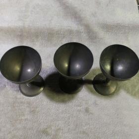 白铜老酒杯 三只