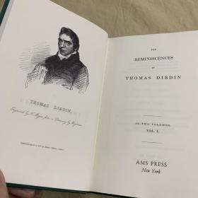 书话精品：The Reminiscences of Thomas Dibdin 《托马斯·迪布丁藏书指南》两卷套全 (藏书入门）英文原版