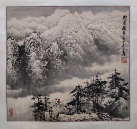 李颖国画（款）《峨眉积雪》一幅，尺寸：43×46特价处理旧物，不包真假，买家自鉴。