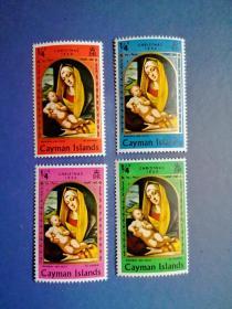 外国邮票  开曼群岛邮票   1969年 维瓦里尼绘画  4全（无邮戳新票）