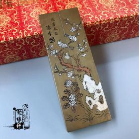 文房四宝 精品铜镇尺 复古精雕图 小号黄铜镇纸 喜鹊登梅一对