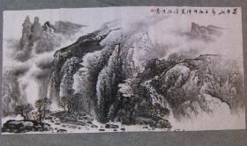 四川老画家 杨老 国画山水 蜀中山水 四尺整纸 画心原稿手绘真迹