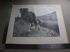 【百元包邮】1895年木刻版画《请听我解释》（Die Rechtfertigung） 尺寸约41*28厘米（货号603122）