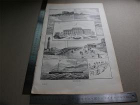 【百元包邮】1895年木刻版画《北大西洋叙尔特岛风物》（Westerland-Sylt） 尺寸约41*28厘米（货号603123）