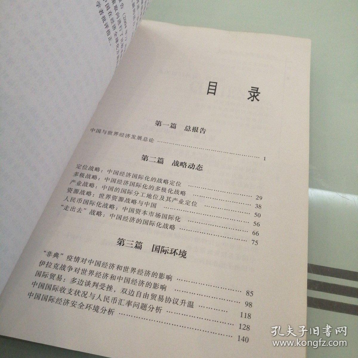 中国与世界经济发展报告：2004年全球化下的经济环境治理与市场开放