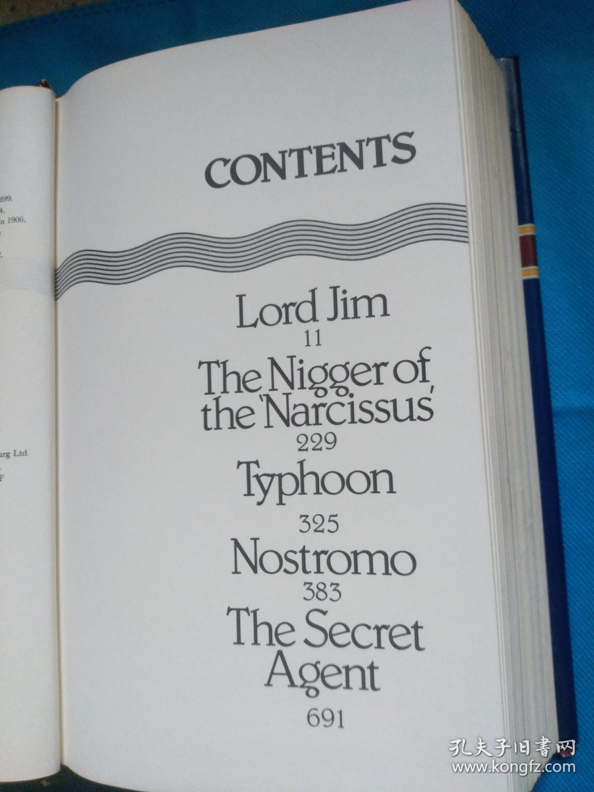 Joseph Conrad: Lord Jim / The Nigger of the 'Narcissus' / Typhoon / Nostromo / The Secret Agent  康拉德五部小说全文合本，精装本