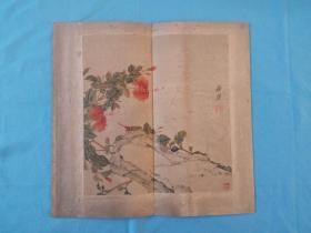 清代画家居巢国画精品 印刷品绢布写意花鸟国画斗方（居巢 居廉兄弟，开岭南画派先河）