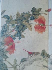 清代画家居巢国画精品 印刷品绢布写意花鸟国画斗方（居巢 居廉兄弟，开岭南画派先河）