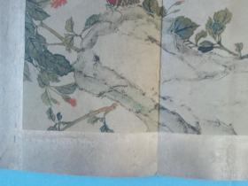 清代画家居巢国画精品 印刷品绢布写意花鸟国画斗方（居巢 居廉兄弟，开岭南画派先河）