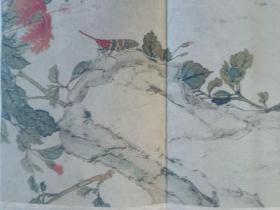 清代画家居巢国画精品 印刷品绢布写意花鸟国画斗方（居巢 居廉兄弟，开岭南画派先河）