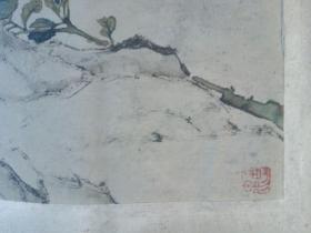 清代画家居巢国画精品 印刷品绢布写意花鸟国画斗方（居巢 居廉兄弟，开岭南画派先河）