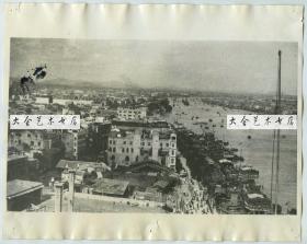 民国1925年广东广州珠江沿岸西堤一带建筑俯瞰全貌老照片，可见兰亭酒店等建筑。尺寸为25.4×20.2厘米。