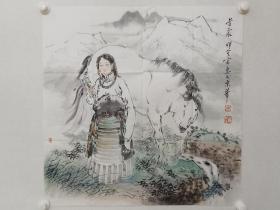 保真书画，河北画院院长，河北美术家协会副主席，著名画家南恽笙人物画《甘泉》一幅。